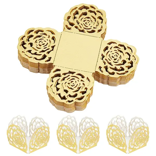 50Pcs Rose Flower Window Paper Candy Packaging Boxes