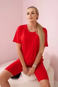 Set top+legíny červené