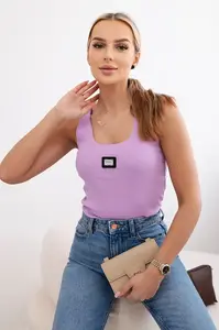 Pruhovaná halenka s kovovým plátem fialové barvy