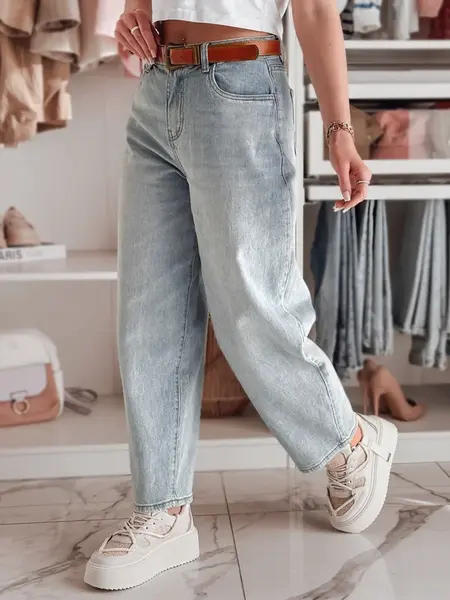 Dámské džíny wide leg s páskem