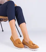 Gemre Brown women's eco-suede moccasins with embellishment Balada