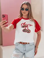 Dámské triko s 3D efektem a třešňovým vzorem