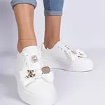 marka niezdefiniowana White women's sneakers decorated with a teddy bear Milonel