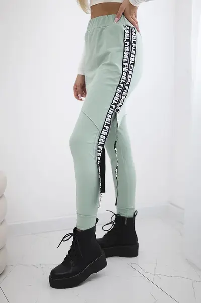 Kalhoty/oblek se selfie nápisem tmavě mátová