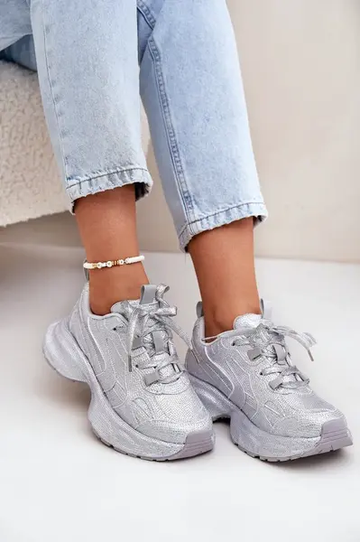 Boto Dámské tenisky zdobené krystaly stříbrné Porrot