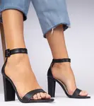 Gemre Black block heel sandals with ankle strap Miledia