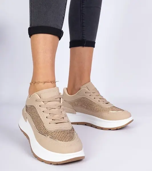 Gemre Brown women's sneakers with rhinestones Fucco