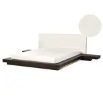 Beliani POSTEL s LED 160/200 cm MDF deska Tmavě hnědá Zen