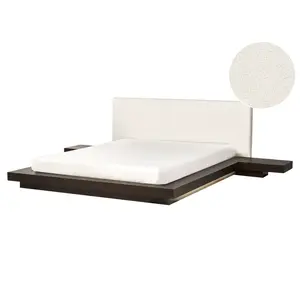 Beliani POSTEL s LED 160/200 cm MDF deska Tmavě hnědá Zen