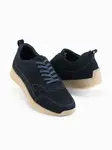 Ombre Men's lightweight suede sports style sneakers - navy blue