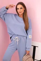 Kesi Włoski Komplet teplákové + kalhoty máslová látka světlý denim