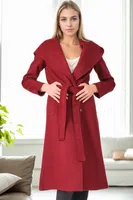 Z6679 DEWBERRY LADIES' COAT-PLAIN BURGUNDY