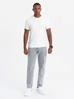 Ombre Men's SLIM FIT T-shirt with round neckline and logo - white