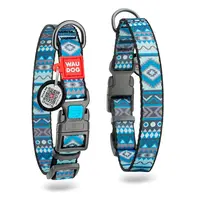 Nylonový obojok s QR kódom ETHNO blue, Varianta: XL