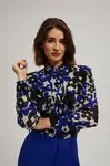 Marisse Blue Floral Ruffle Shirt