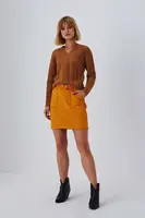 Áčková sukňa s vreckami, horčicová