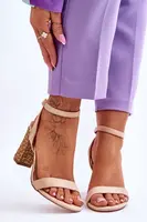 Boto Semišové Sandály Na Spleteném Podpatku Béžové Selila