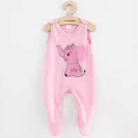 Dojčenské bavlnené dupačky Happy Elephant pink, vel. 80 (9-12m)