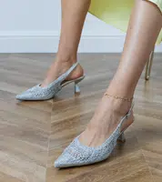 Gemre Silver woven slingback pumps Tenlis