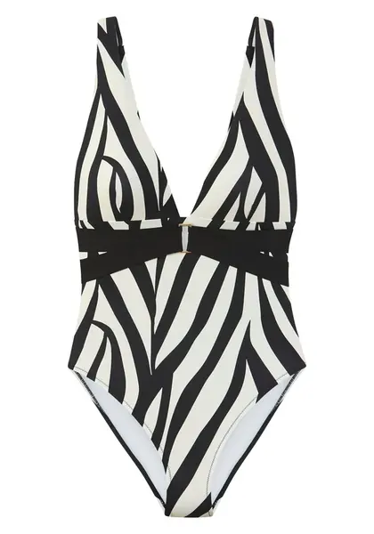 FRENCH CONNECTION Jednodielne plavky  čierna / biela