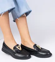 Gemre Black women's loafers with elegant embellishment Viletta