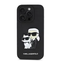 Zadní kryt Karl Lagerfeld PU Saffiano Karl and Choupette pro Apple iPhone 15 Pro Max, černá