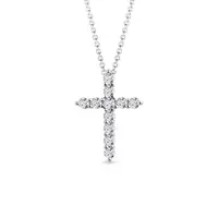 Diamantový přívěsek křížek v bílém zlatě KLENOTA