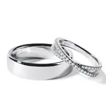 Snubní set s překříženým prstenem v bílém zlatě KLENOTA