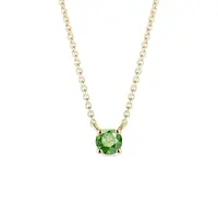 Náhrdelník ze žlutého zlata se zeleným diamantem KLENOTA
