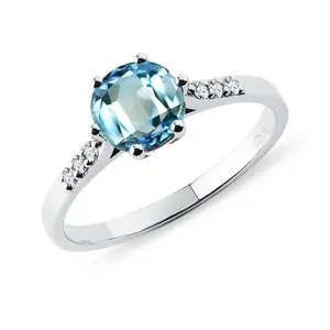 Zlatý prsteň s topásom a diamantmi KLENOTA