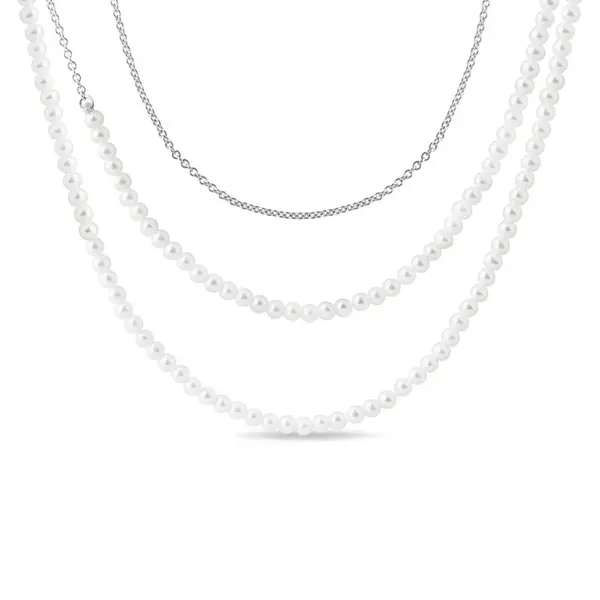 Šňůra ze sladkovodních perel v délce 85 cm v bílém zlatě KLENOTA