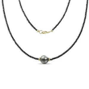 Náhrdelník z černých diamantů s tahitskou perlou KLENOTA