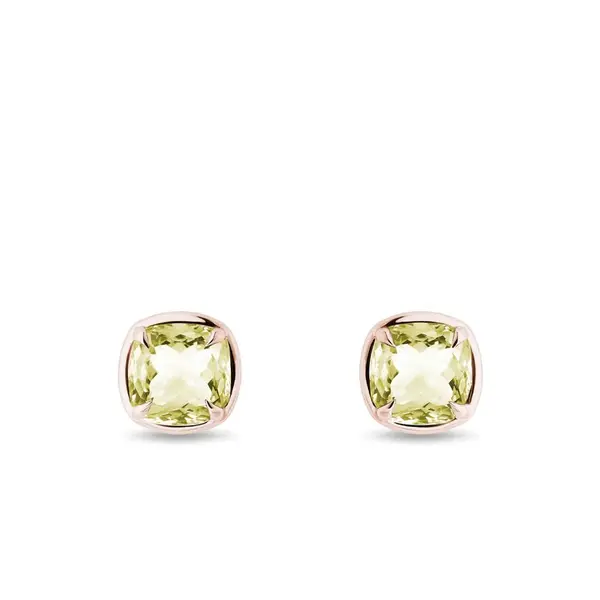 Náušnice s lemon quartz v ružovom zlate KLENOTA