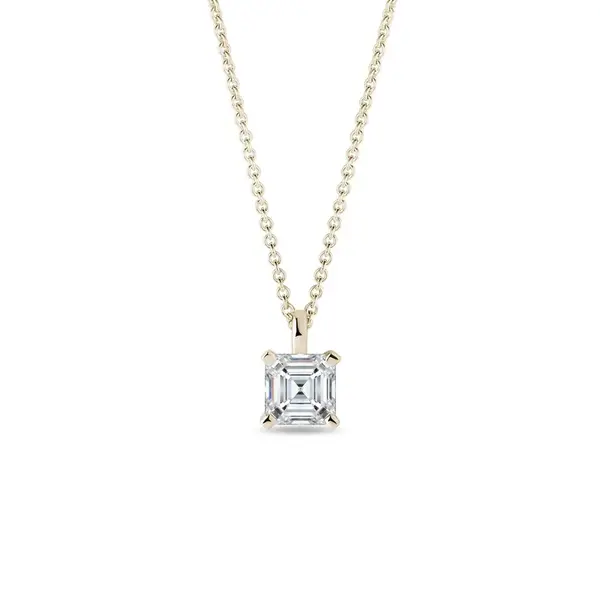 Náhrdelník zo žltého zlata s diamantom vo výbruse asscher KLENOTA