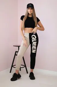 Kesi Dámské tepláky s nápisem QUEEN černý
