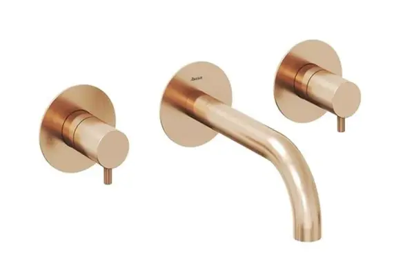 Ravak Espirit - Vanová baterie pod omítku, 3-otvorová instalace, s tělesem, kartáčované růžové zlato X070351