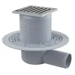Alcadrain Odtokové kanálky - Podlahová vpust boční 11x11 cm, průměr 5 cm,  vodní zápachová uzávěra, nerez/plast APV103