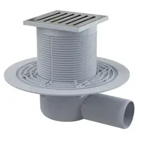 Alcadrain Odtokové kanálky - Podlahová vpust boční 11x11 cm, průměr 5 cm,  vodní zápachová uzávěra, nerez/plast APV103