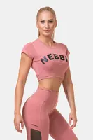 Nebbia Sporty HERO crop top s krátkým rukávem 584 , M, růžová