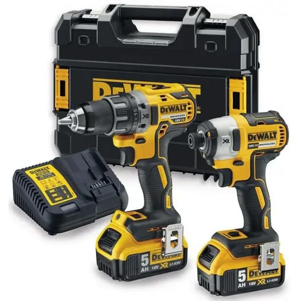 DeWALT Náradie - 18V AKU súprava vŕtacieho skrutkovača a rázového uťahovača, 2x aku 5,0 Ah XR, nabíjačka DCK268P2T
