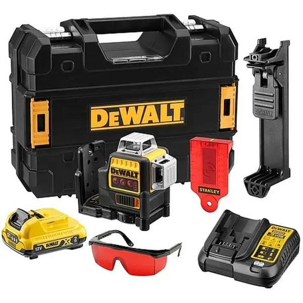 DeWALT Príslušenstvo - 10,8 V AKU krížový laser, dosah 50 m, s príslušenstvom, 1x aku 2,0 Ah XR, nabíjačka DCE089D1R