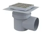 Alcadrain Odtokové kanálky - Podlahová vpust boční 15x15 cm, průměr 11 cm, 2. úrovně izolace, vodní zápachová uzávěra, nerez/plast APV12