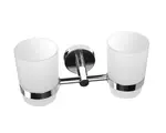 Sanela Doplnky z nehrdzavejúcej ocele - Poháriky s dvojitým držiakom, matné sklo/lesklá nerezová SLZD 15
