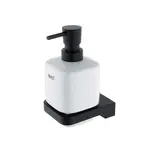 Nimco Maya - Dávkovač mydla keramický s držiakom, biela/čierny mat MAC 29031K-T-90