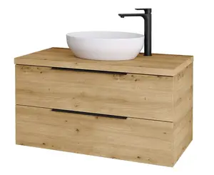 kielle Idolio - Skrinka vrátane dosky pod umývadlo 100x54x50 cm, s výrezom, karamel 50024101