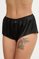 Pyžamové šortky Calvin Klein Underwear dámské, černá barva, saténové, LV00QF8395