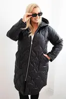 Kesi Włoski Dámská zimní bunda Plus Size prošívaná s kapucí červená