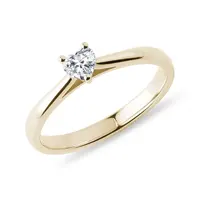 Prsteň zo žltého zlata s diamantom vo výbruse srdca KLENOTA