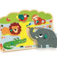 Djeco Vkládací puzzle Zvířátka z džungle se zvuky