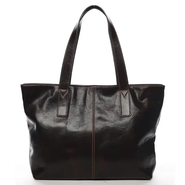 Dámská kožená kabelka do ruky hnědá - Delami Vera Pelle Gigiana